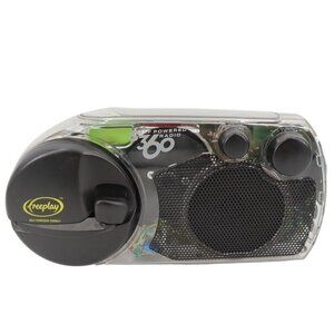 Freeplay Self Powered Crank Radio 360 Clear Plastic AM FM Tested WORKS See Video